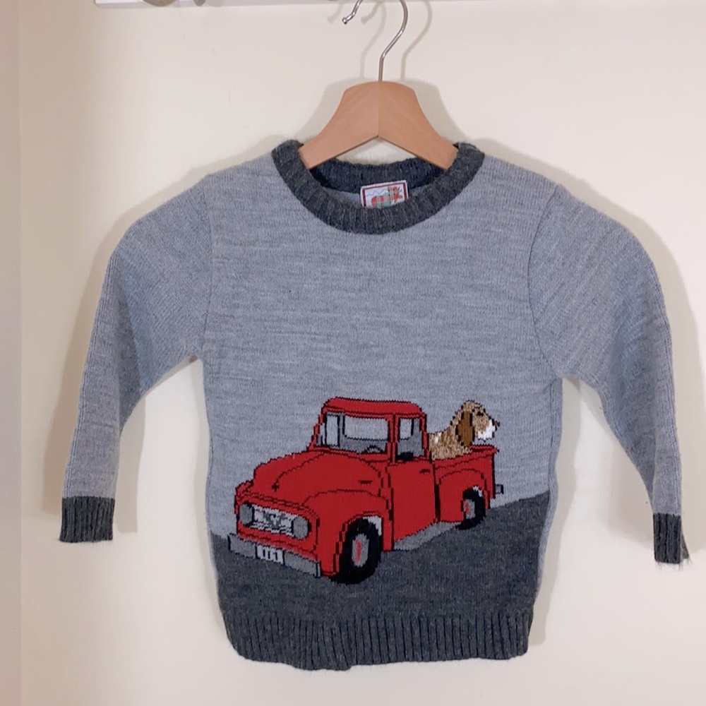 Warm Winter Sweater With Truck Design